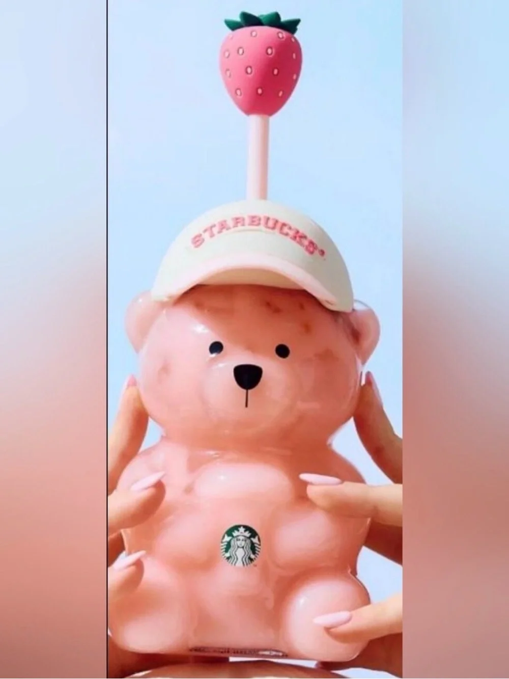 Starbucks Pink Bear Cup with Strawberry Straw - Bearista Cup 🍓